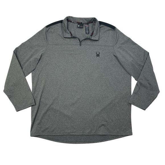 Spyder Active Sweatshirt Mens XL Grey Micro Fleece Lined ProWeb 1/4 Zip Pullover - Picture 1 of 13